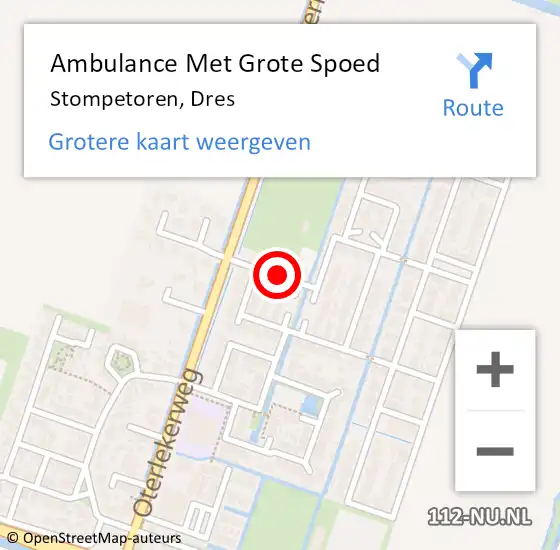 Locatie op kaart van de 112 melding: Ambulance Met Grote Spoed Naar Stompetoren, Dres op 9 september 2018 19:45