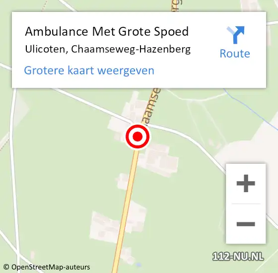 Locatie op kaart van de 112 melding: Ambulance Met Grote Spoed Naar Ulicoten, Chaamseweg-Hazenberg op 9 september 2018 20:26