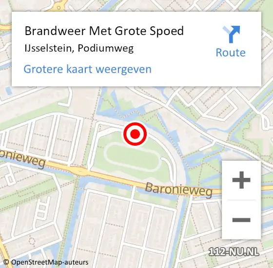 Locatie op kaart van de 112 melding: Brandweer Met Grote Spoed Naar IJsselstein, Podiumweg op 9 september 2018 21:19