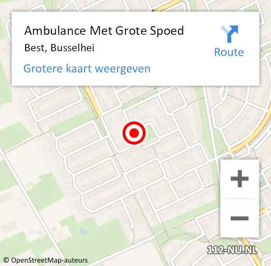 Locatie op kaart van de 112 melding: Ambulance Met Grote Spoed Naar Best, Busselhei op 9 september 2018 21:31