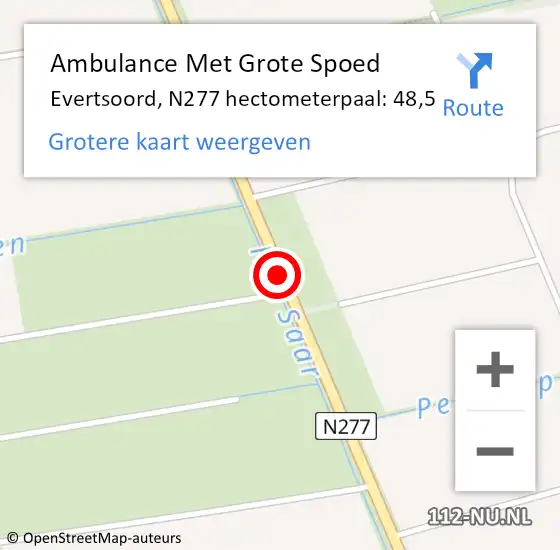 Locatie op kaart van de 112 melding: Ambulance Met Grote Spoed Naar Evertsoord, N277 hectometerpaal: 48,5 op 9 september 2018 21:50