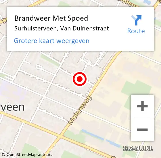 Locatie op kaart van de 112 melding: Brandweer Met Spoed Naar Surhuisterveen, Van Duinenstraat op 9 september 2018 22:24