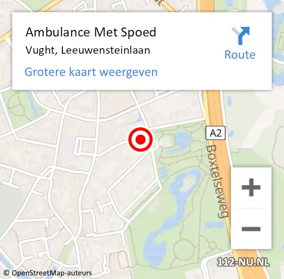 Locatie op kaart van de 112 melding: Ambulance Met Spoed Naar Vught, Leeuwensteinlaan op 10 september 2018 00:21