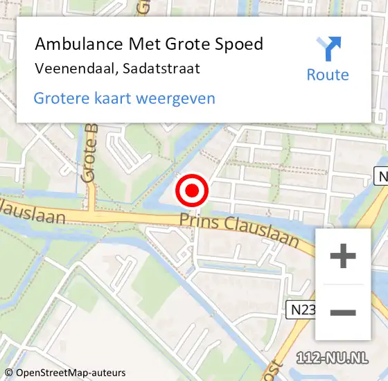 Locatie op kaart van de 112 melding: Ambulance Met Grote Spoed Naar Veenendaal, Sadatstraat op 10 september 2018 00:40