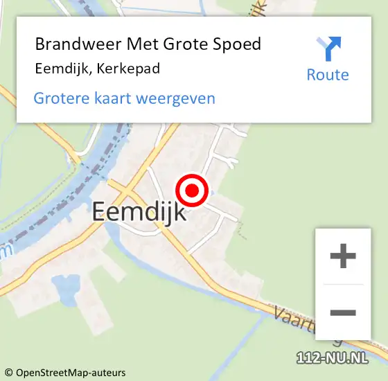 Locatie op kaart van de 112 melding: Brandweer Met Grote Spoed Naar Eemdijk, Kerkepad op 10 september 2018 01:47