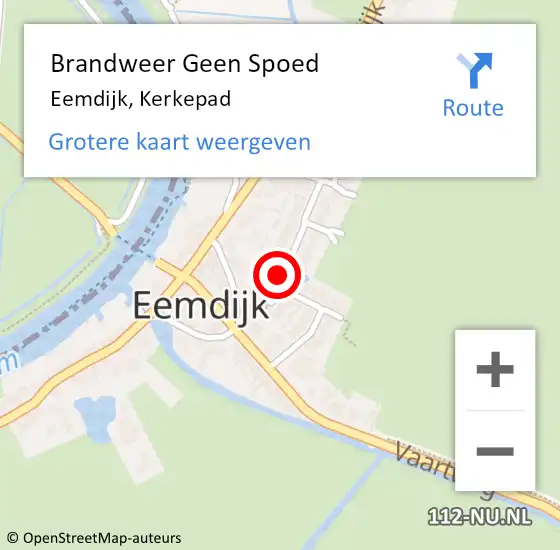 Locatie op kaart van de 112 melding: Brandweer Geen Spoed Naar Eemdijk, Kerkepad op 10 september 2018 01:52