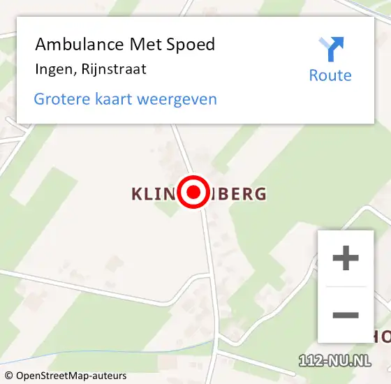 Locatie op kaart van de 112 melding: Ambulance Met Spoed Naar Ingen, Rijnstraat op 10 september 2018 02:40