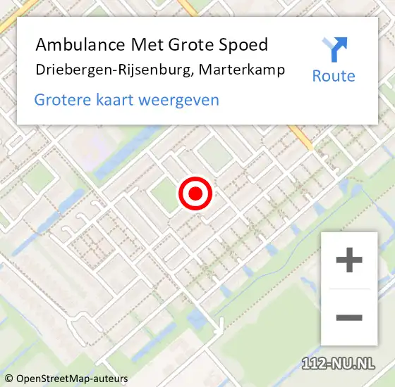 Locatie op kaart van de 112 melding: Ambulance Met Grote Spoed Naar Driebergen-Rijsenburg, Marterkamp op 10 september 2018 03:27