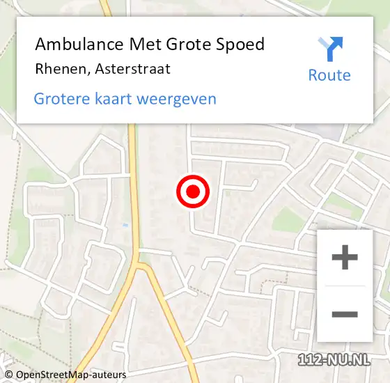 Locatie op kaart van de 112 melding: Ambulance Met Grote Spoed Naar Rhenen, Asterstraat op 10 september 2018 05:59