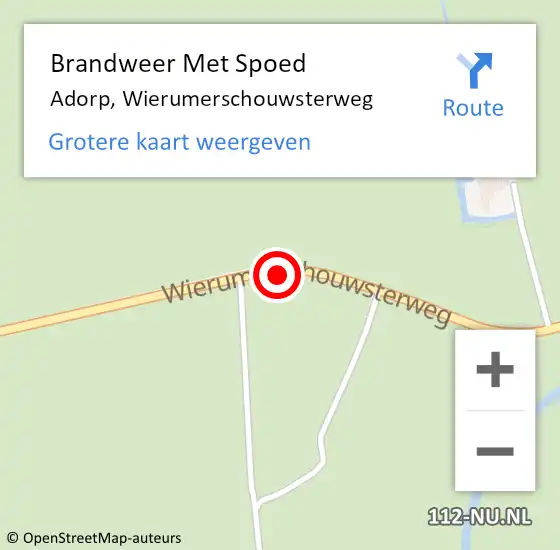 Locatie op kaart van de 112 melding: Brandweer Met Spoed Naar Adorp, Wierumerschouwsterweg op 10 september 2018 06:56