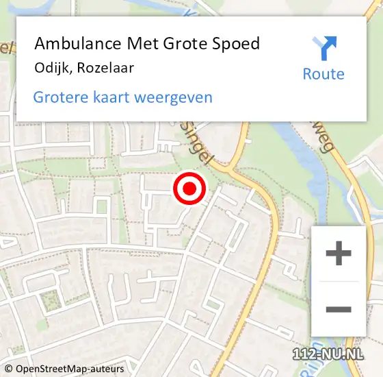 Locatie op kaart van de 112 melding: Ambulance Met Grote Spoed Naar Odijk, Rozelaar op 10 september 2018 07:38