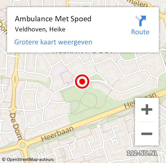 Locatie op kaart van de 112 melding: Ambulance Met Spoed Naar Veldhoven, Heike op 10 september 2018 07:50