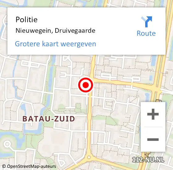 Locatie op kaart van de 112 melding: Politie Nieuwegein, Druivegaarde op 10 september 2018 08:08