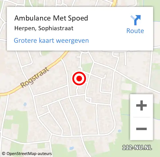 Locatie op kaart van de 112 melding: Ambulance Met Spoed Naar Herpen, Sophiastraat op 10 september 2018 09:35