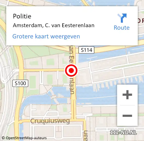 Locatie op kaart van de 112 melding: Politie Amsterdam, C. Van Eesterenlaan op 10 september 2018 09:38