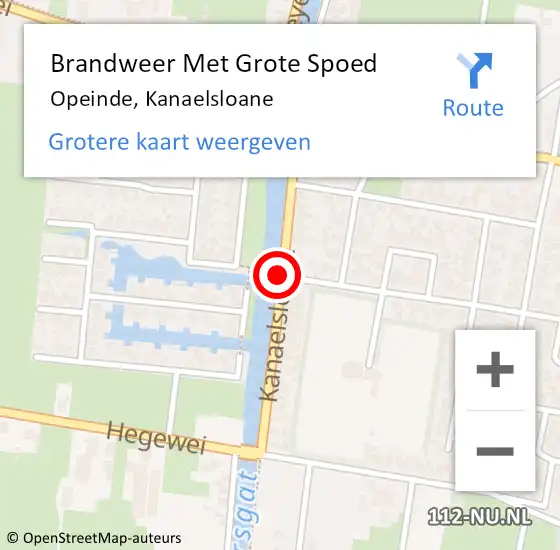 Locatie op kaart van de 112 melding: Brandweer Met Grote Spoed Naar Opeinde, Kanaelsloane op 10 september 2018 09:40