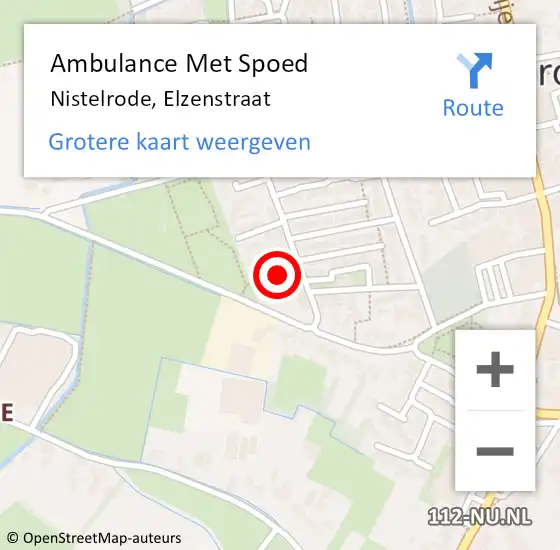 Locatie op kaart van de 112 melding: Ambulance Met Spoed Naar Nistelrode, Elzenstraat op 10 september 2018 09:41