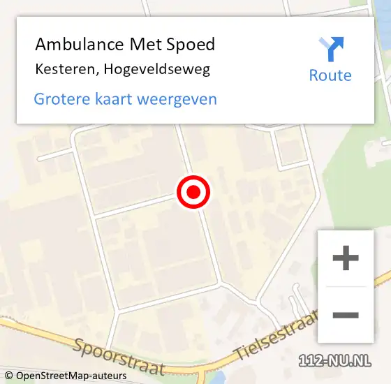 Locatie op kaart van de 112 melding: Ambulance Met Spoed Naar Kesteren, Hogeveldseweg op 10 september 2018 10:18