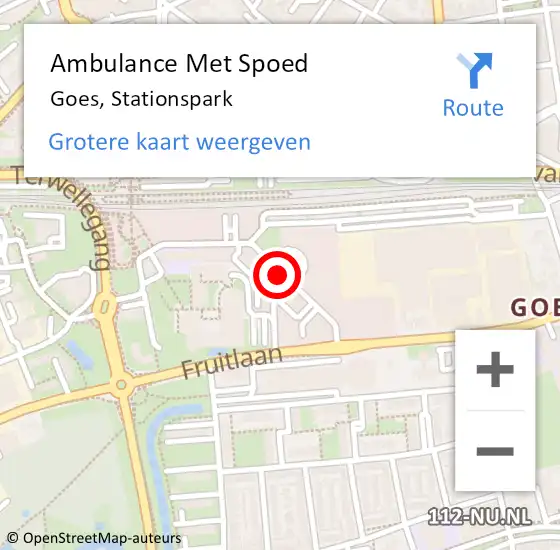 Locatie op kaart van de 112 melding: Ambulance Met Spoed Naar Goes, Stationspark op 10 september 2018 10:20