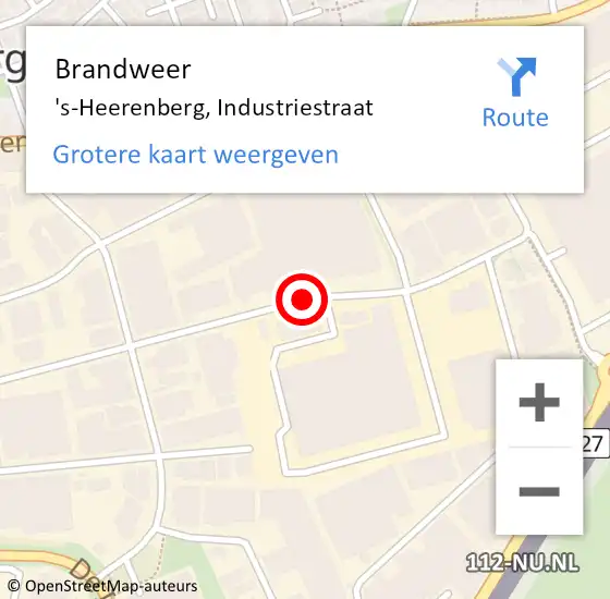 Locatie op kaart van de 112 melding: Brandweer 's-Heerenberg, Industriestraat op 10 september 2018 10:32