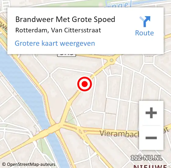 Locatie op kaart van de 112 melding: Brandweer Met Grote Spoed Naar Rotterdam, Van Cittersstraat op 10 september 2018 10:32