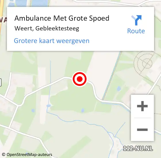 Locatie op kaart van de 112 melding: Ambulance Met Grote Spoed Naar Weert, Gebleektesteeg op 10 september 2018 10:34