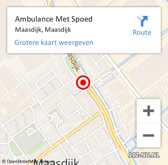 Locatie op kaart van de 112 melding: Ambulance Met Spoed Naar Maasdijk, Maasdijk op 10 september 2018 10:52