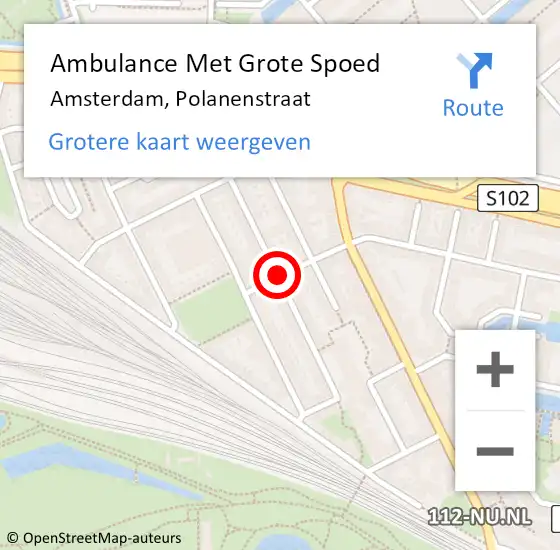 Locatie op kaart van de 112 melding: Ambulance Met Grote Spoed Naar Amsterdam, Polanenstraat op 10 september 2018 12:38