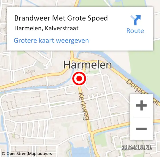 Locatie op kaart van de 112 melding: Brandweer Met Grote Spoed Naar Harmelen, Kalverstraat op 10 september 2018 13:21