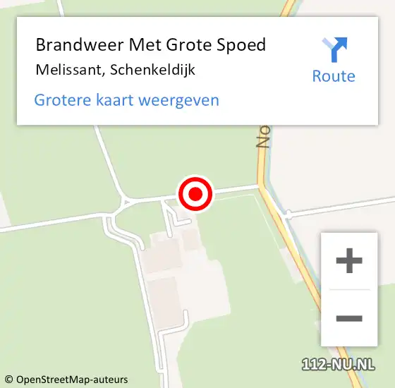 Locatie op kaart van de 112 melding: Brandweer Met Grote Spoed Naar Melissant, Schenkeldijk op 10 september 2018 13:50