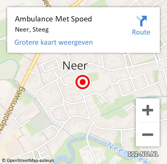 Locatie op kaart van de 112 melding: Ambulance Met Spoed Naar Neer, Steeg op 8 maart 2014 16:47