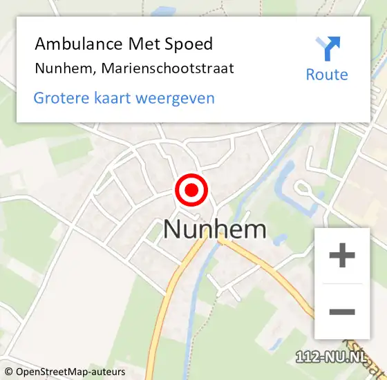 Locatie op kaart van de 112 melding: Ambulance Met Spoed Naar Nunhem, Marienschootstraat op 24 september 2013 18:25