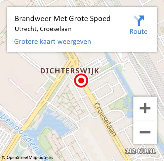 Locatie op kaart van de 112 melding: Brandweer Met Grote Spoed Naar Utrecht, Croeselaan op 10 september 2018 14:17