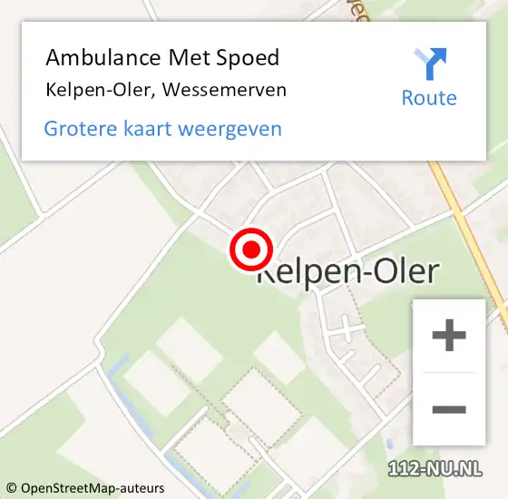 Locatie op kaart van de 112 melding: Ambulance Met Spoed Naar Kelpen-Oler, Wessemerven op 10 september 2018 15:12