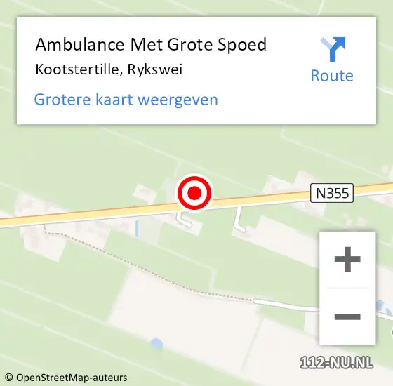 Locatie op kaart van de 112 melding: Ambulance Met Grote Spoed Naar Kootstertille, Rykswei op 10 september 2018 15:26