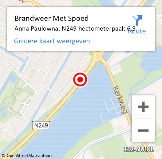 Locatie op kaart van de 112 melding: Brandweer Met Spoed Naar Anna Paulowna, N249 hectometerpaal: 6,9 op 8 maart 2014 16:58