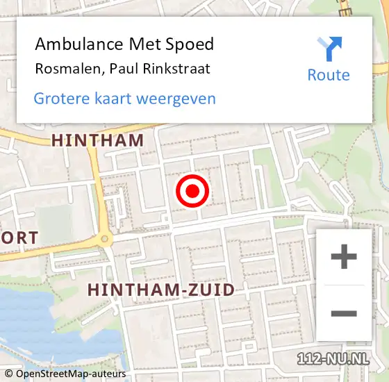 Locatie op kaart van de 112 melding: Ambulance Met Spoed Naar Rosmalen, Paul Rinkstraat op 10 september 2018 16:18