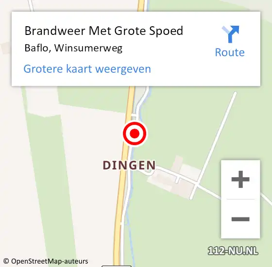 Locatie op kaart van de 112 melding: Brandweer Met Grote Spoed Naar Baflo, Winsumerweg op 10 september 2018 16:59