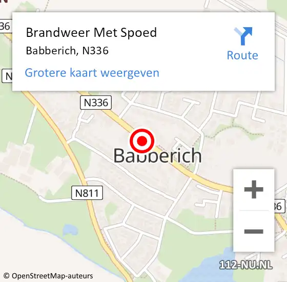 Locatie op kaart van de 112 melding: Brandweer Met Spoed Naar Babberich, N336 op 10 september 2018 17:55