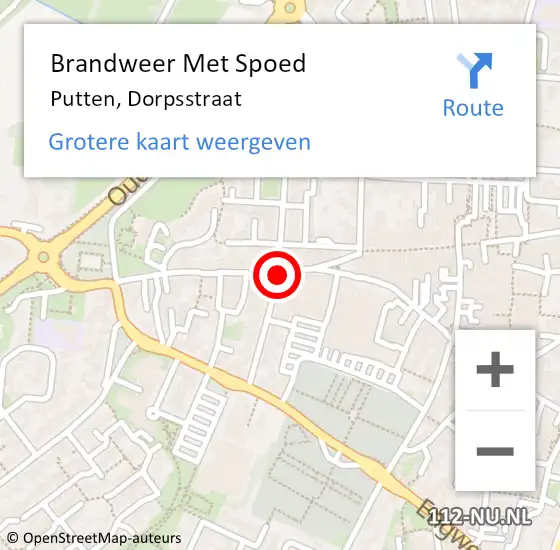 Locatie op kaart van de 112 melding: Brandweer Met Spoed Naar Putten, Dorpsstraat op 10 september 2018 18:15