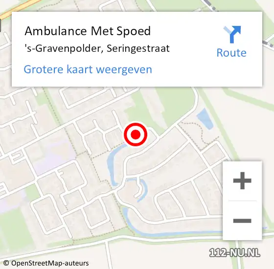 Locatie op kaart van de 112 melding: Ambulance Met Spoed Naar 's-Gravenpolder, Seringestraat op 10 september 2018 18:19