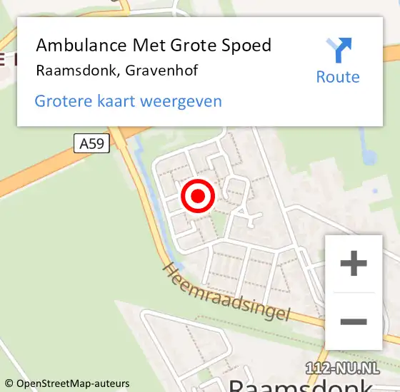 Locatie op kaart van de 112 melding: Ambulance Met Grote Spoed Naar Raamsdonk, Gravenhof op 10 september 2018 18:32