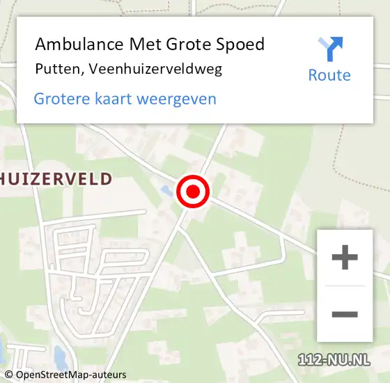 Locatie op kaart van de 112 melding: Ambulance Met Grote Spoed Naar Putten, Veenhuizerveldweg op 10 september 2018 18:35