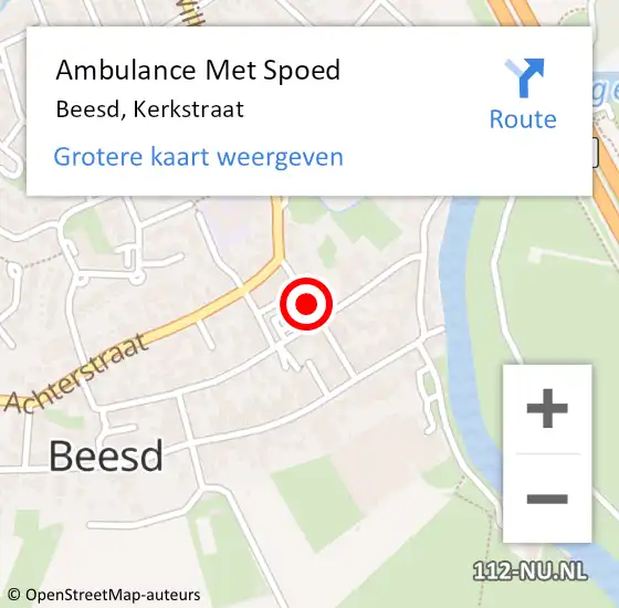 Locatie op kaart van de 112 melding: Ambulance Met Spoed Naar Beesd, Kerkstraat op 10 september 2018 18:42