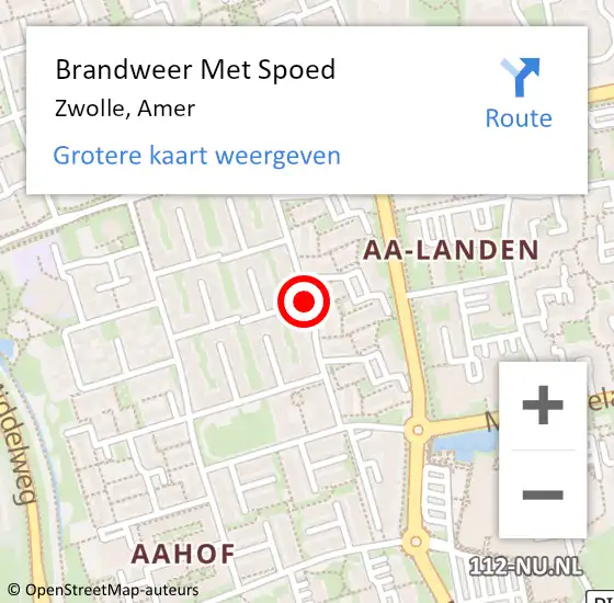 Locatie op kaart van de 112 melding: Brandweer Met Spoed Naar Zwolle, Amer op 10 september 2018 19:47