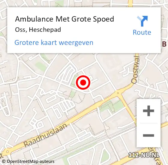 Locatie op kaart van de 112 melding: Ambulance Met Grote Spoed Naar Oss, Heschepad op 10 september 2018 19:53