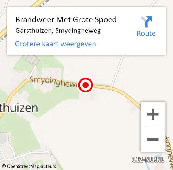 Locatie op kaart van de 112 melding: Brandweer Met Grote Spoed Naar Garsthuizen, Smydingheweg op 10 september 2018 20:23