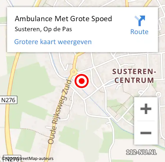 Locatie op kaart van de 112 melding: Ambulance Met Grote Spoed Naar Susteren, Op de Pas op 24 september 2013 18:29