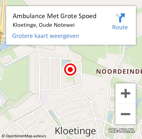 Locatie op kaart van de 112 melding: Ambulance Met Grote Spoed Naar Kloetinge, Oude Notewei op 10 september 2018 20:45