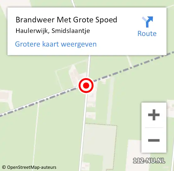 Locatie op kaart van de 112 melding: Brandweer Met Grote Spoed Naar Haulerwijk, Smidslaantje op 10 september 2018 20:48